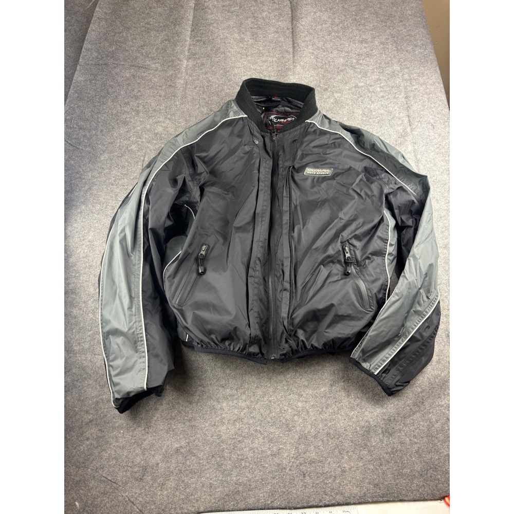 Olympia Moto Sports Mens XL Riding Jacket Black Grey Ripstop Zip Out Liner